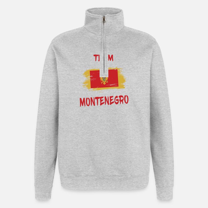 Drapeaux Team Montenegro design/idée cadeau - Sweat à zip 1/4 - gris chiné