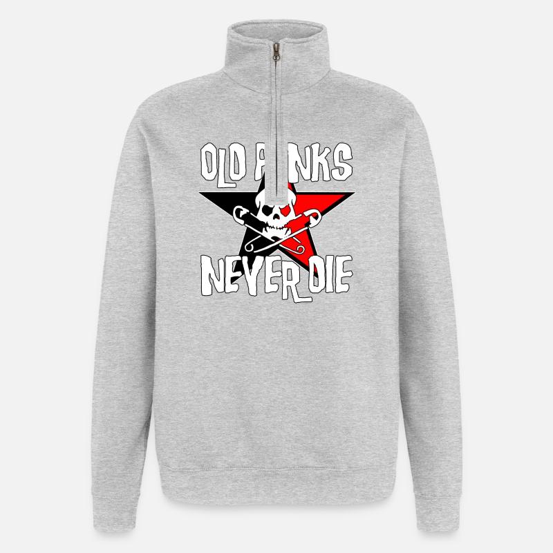 Old Punks Never Die - Quarter-Zip-Sweatshirt - Grau meliert