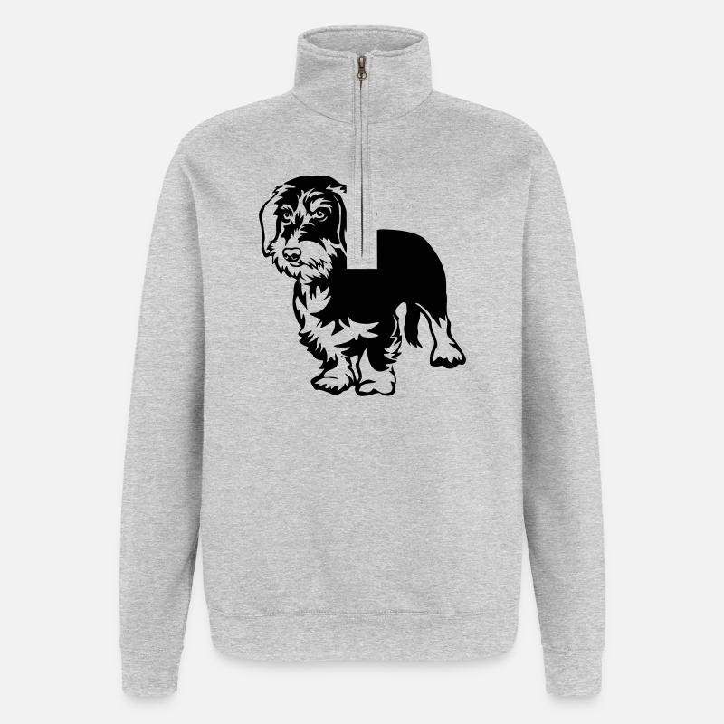 Teckel - Sweat à zip 1/4 - gris chiné