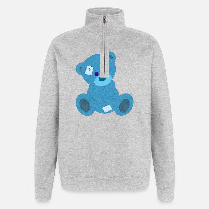 Blauer Bär - Quarter-Zip-Sweatshirt - Grau meliert
