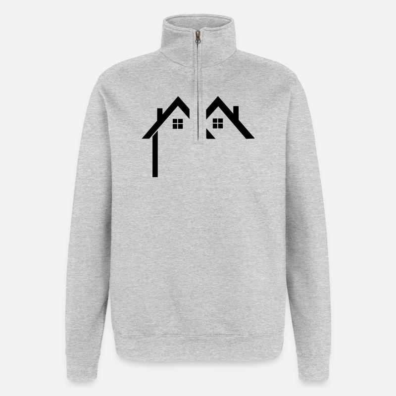 Wohngebiet Logo Häuser - Quarter-Zip-Sweatshirt - Grau meliert