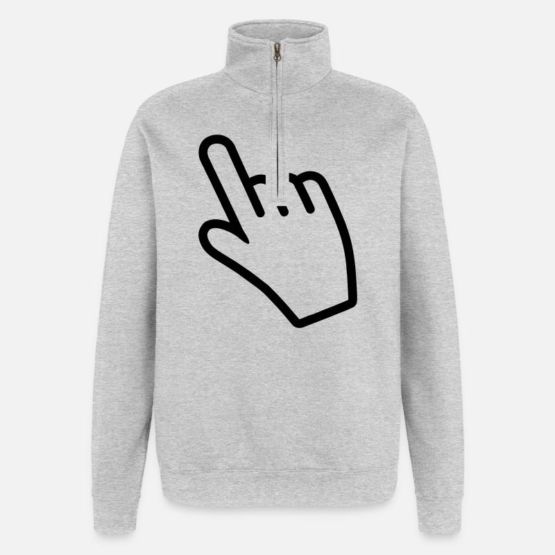 Main pointant quelque chose avec l’index - Sweat à zip 1/4 - gris chiné
