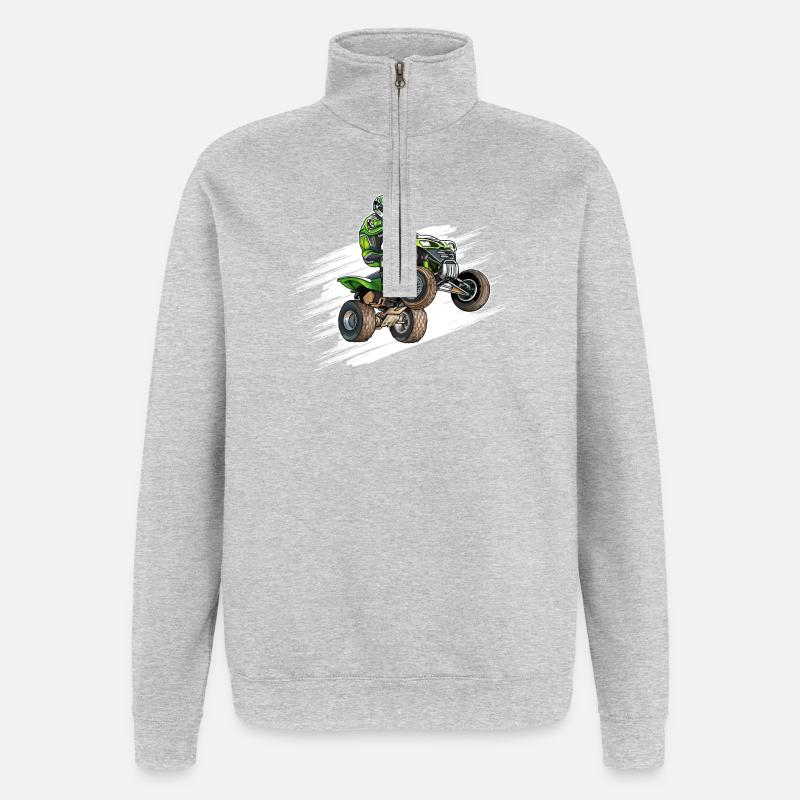 Motorrad, Quad - Quarter-Zip-Sweatshirt - Grau meliert