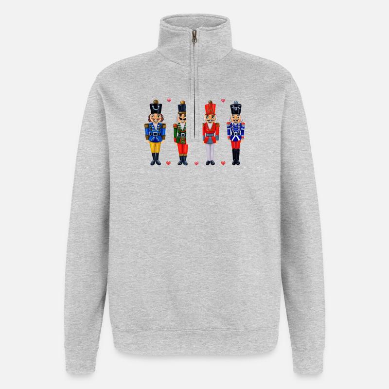 FOUR FUNNY NUTCRACKERS - Quarter-Zip Sweatshirt - heather grey