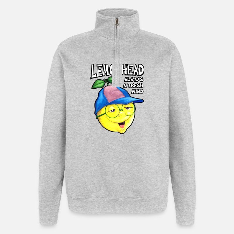 Lemonhead, immer ein frischer Geist - Quarter-Zip-Sweatshirt - Grau meliert