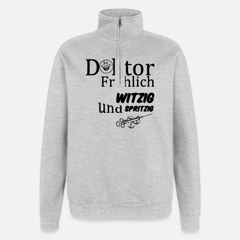 Doktor Fröhlich Geschenk - Quarter-Zip-Sweatshirt - Grau meliert
