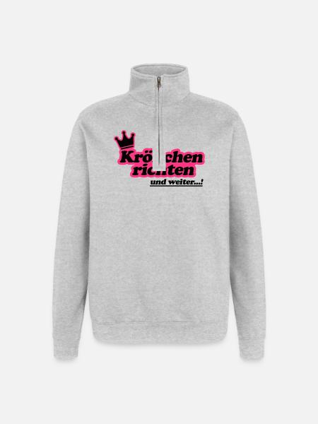 Krönchen richten 2Farben - Quarter-Zip-Sweatshirt - Grau meliert