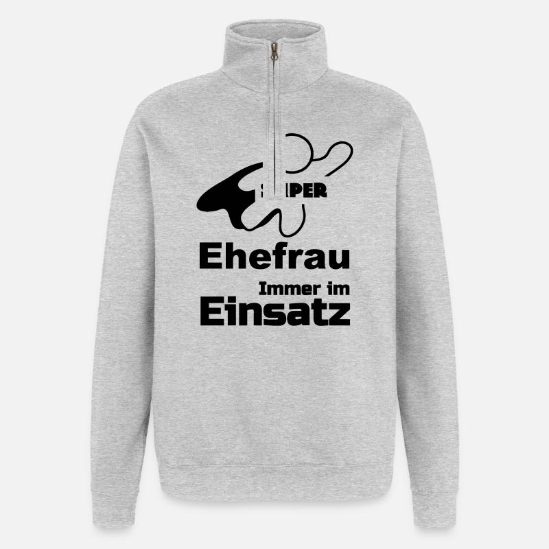 Super Ehefrau Geschenk - Quarter-Zip-Sweatshirt - Grau meliert