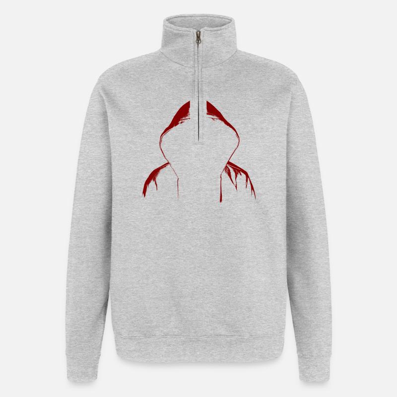 Sweat à capuche Hacker - Sweat à zip 1/4 - gris chiné