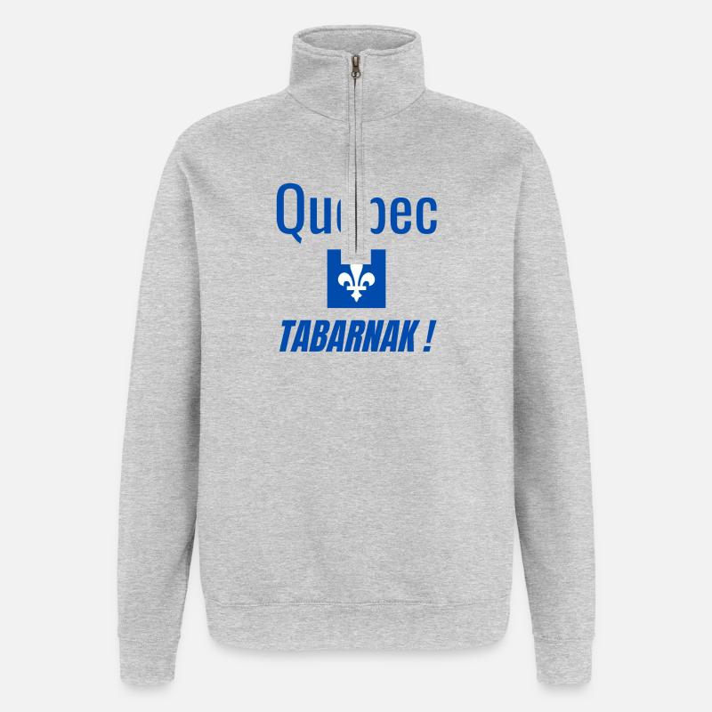 Québec Tabarnak ! - Sweat à zip 1/4 - gris chiné