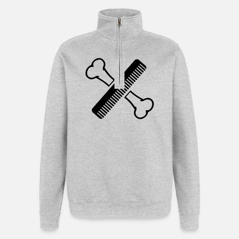 Knochen mit Kammpflegesalon - Quarter-Zip-Sweatshirt - Grau meliert