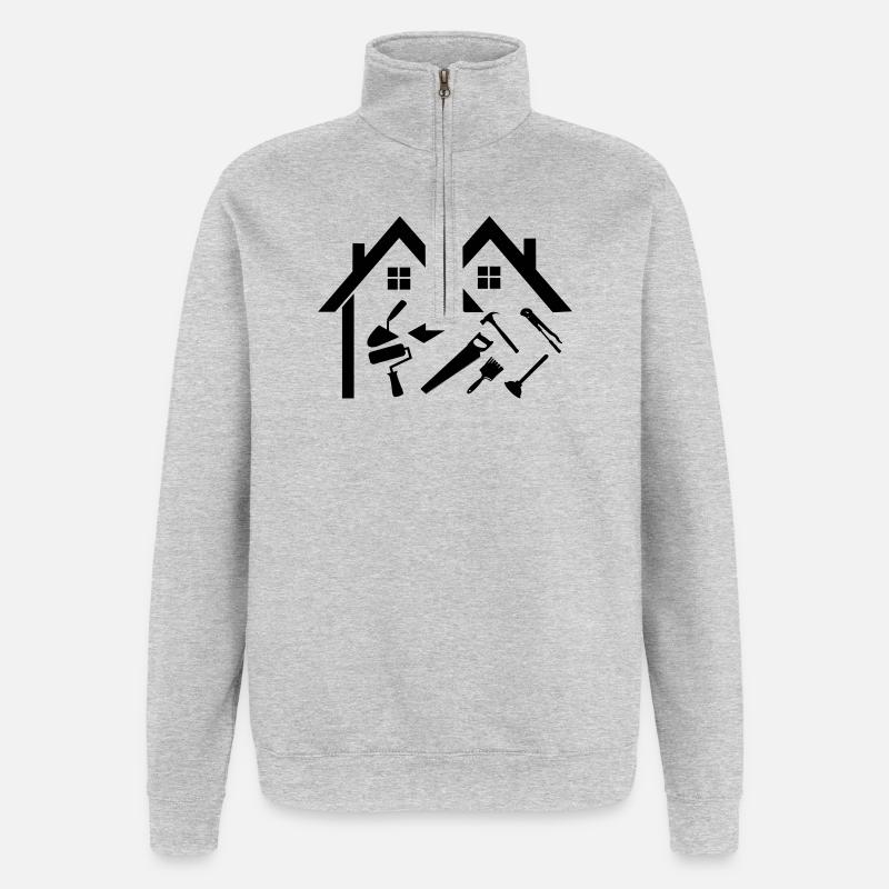 Bricoleur d’entreprise de construction - Sweat à zip 1/4 - gris chiné