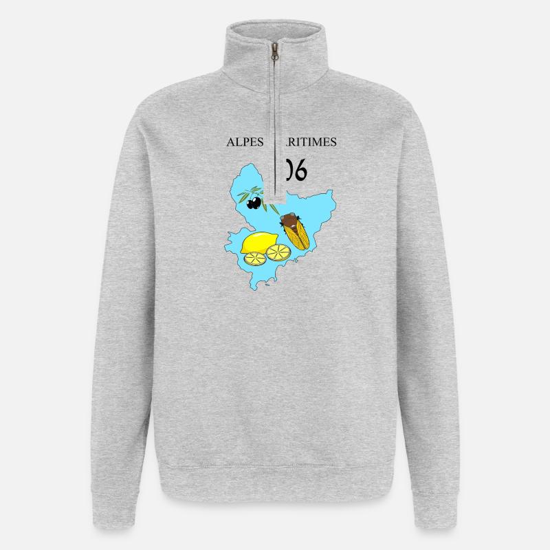 Alpes maritimes - Sweat à zip 1/4 - gris chiné