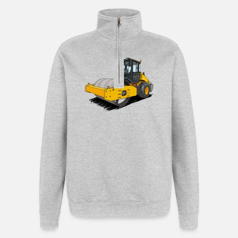 Roller in road construction - Quarter-Zip Sweatshirt - heather grey