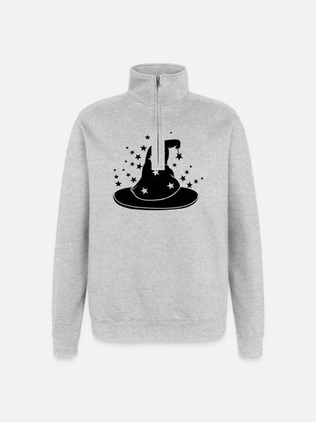 Magical wizard hat with stars - Quarter-Zip Sweatshirt - heather grey