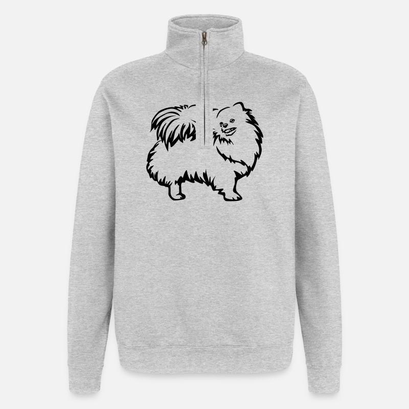 Zwergspitz - Quarter-Zip-Sweatshirt - Grau meliert