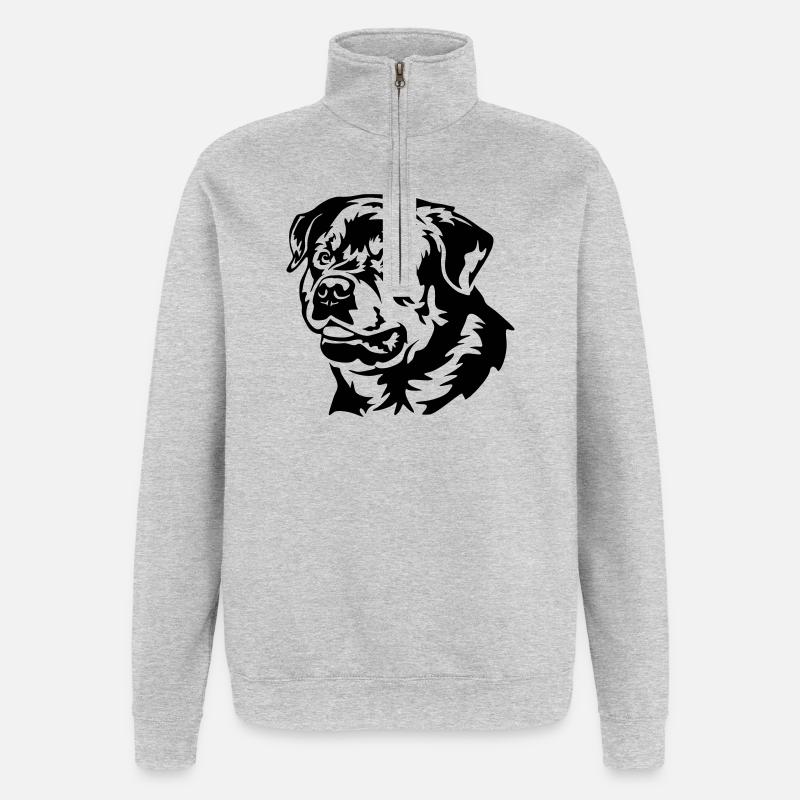 Rottweiler Head - Quarter-Zip Sweatshirt - heather grey