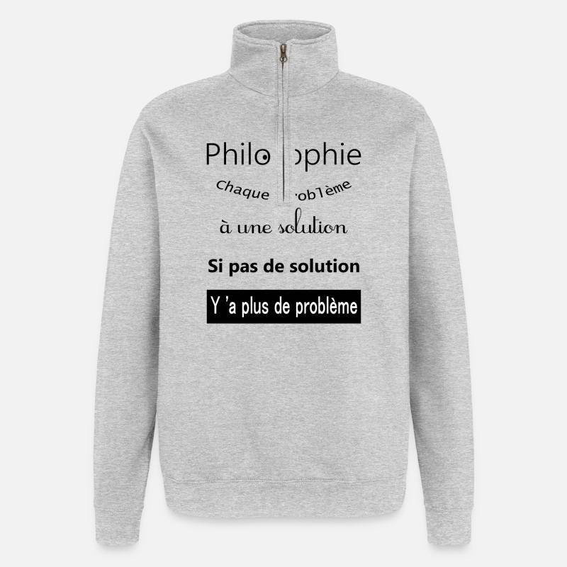 My philosophie - Sweat à zip 1/4 - gris chiné