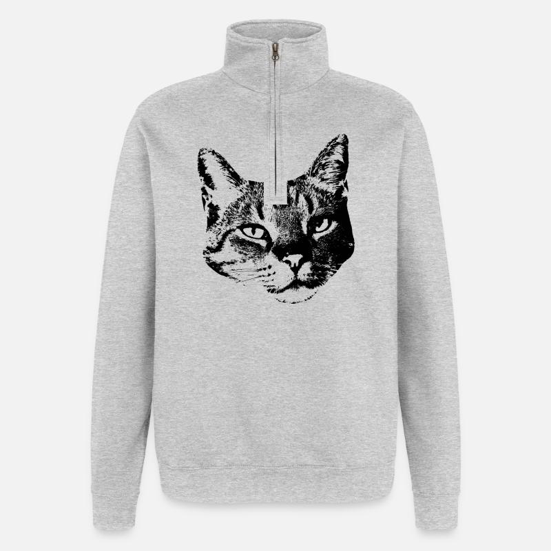 Chat Chat Chat Chat Chemise Cadeau - Sweat à zip 1/4 - gris chiné