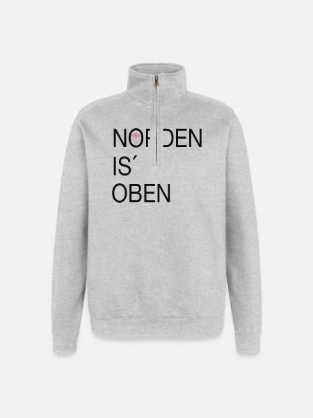 Norden is oben - Quarter-Zip-Sweatshirt - Grau meliert