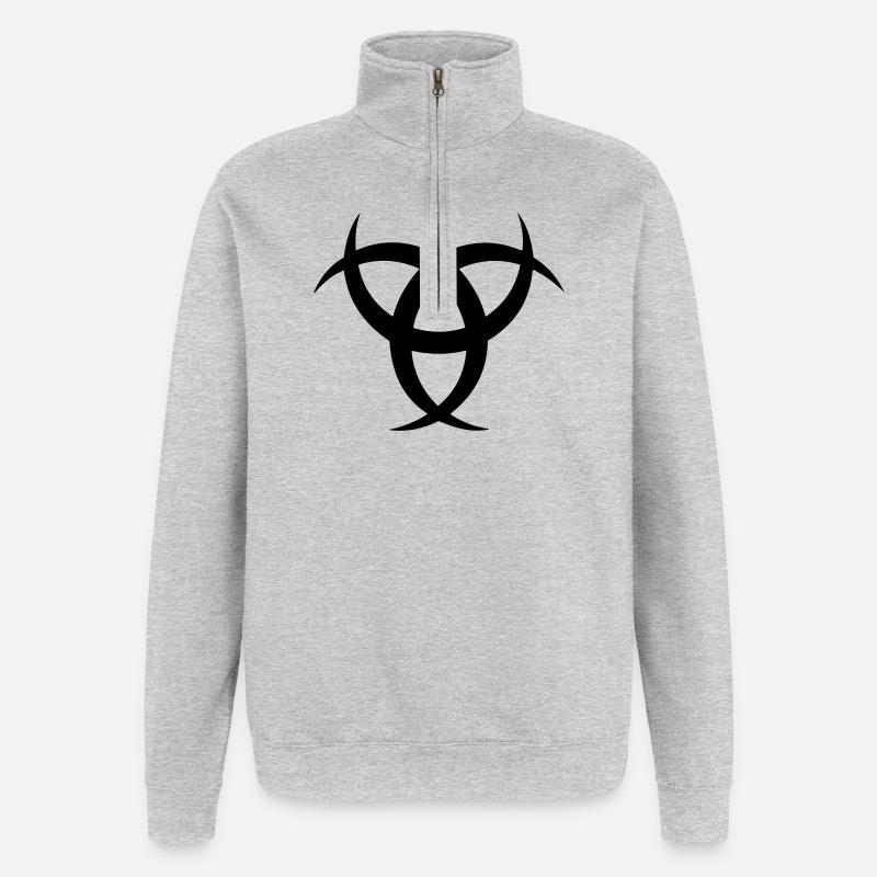 Odins Hörner Symbol - Quarter-Zip-Sweatshirt - Grau meliert