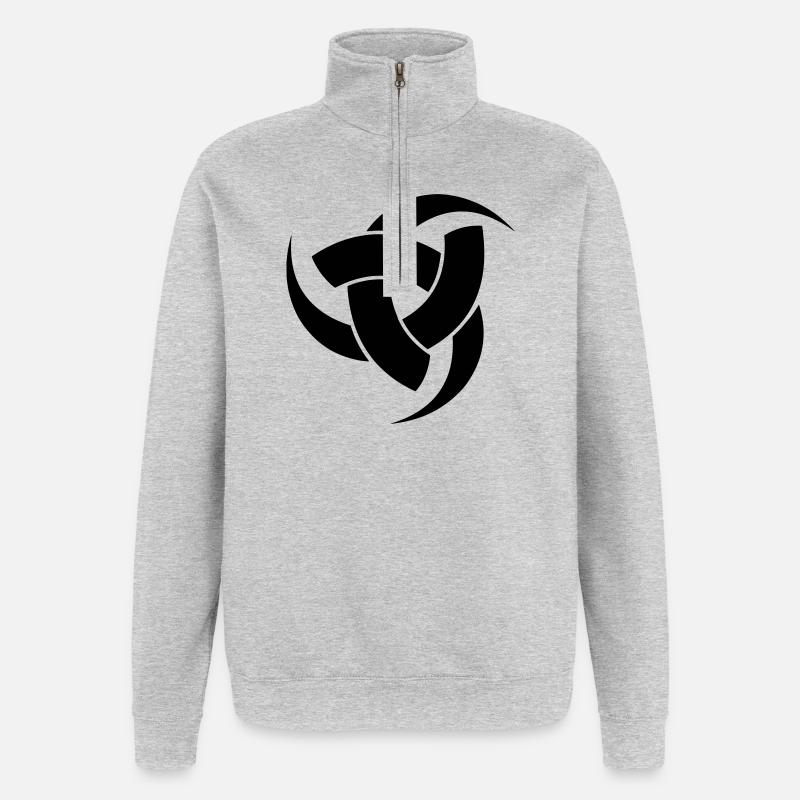 Odins Drei-Hörner-Symbol - Quarter-Zip-Sweatshirt - Grau meliert