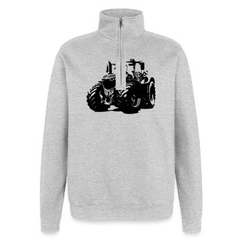 Tracteur allemand robuste avec des jantes rouges - Sweat à zip 1/4 - gris chiné - Devant - AI Model Female 172 light (172cm) & AI Model Male 178 dark (178cm)