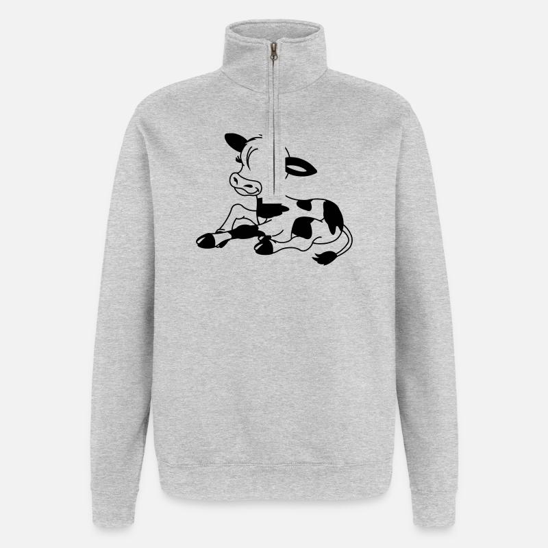 Veau - Sweat à zip 1/4 - gris chiné