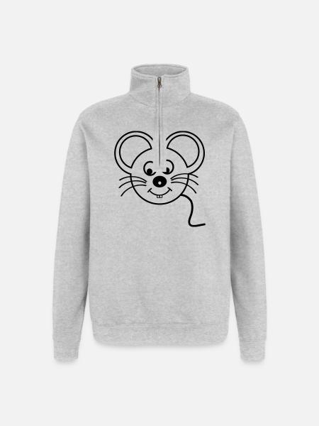 Souris - Sweat à zip 1/4 - gris chiné