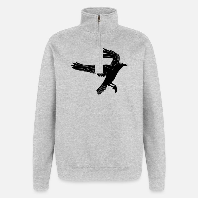 Corbeau - Sweat à zip 1/4 - gris chiné