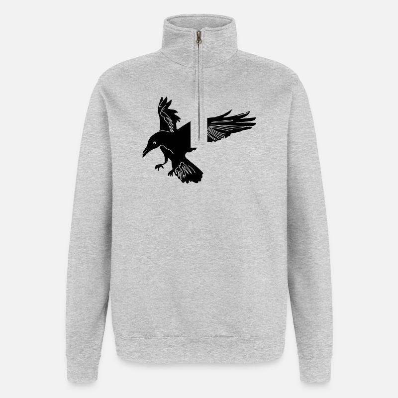 Corbeau Hugin - Sweat à zip 1/4 - gris chiné