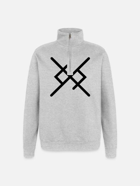 Ewige Liebe in Wikingerrunen - Quarter-Zip-Sweatshirt - Grau meliert