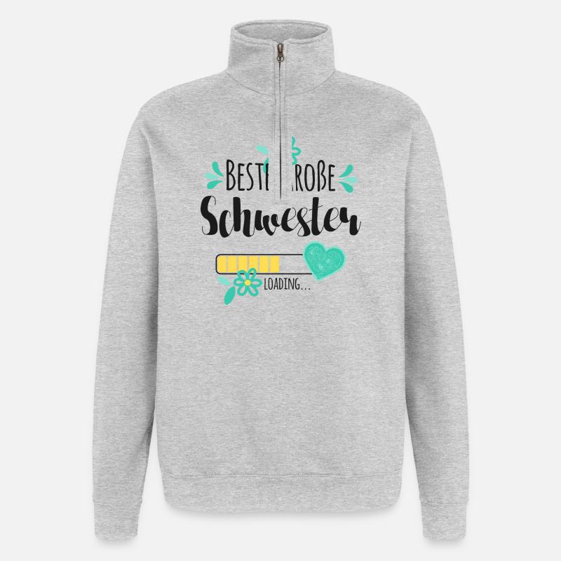 Beste Große Schwester Loading - Quarter-Zip-Sweatshirt - Grau meliert