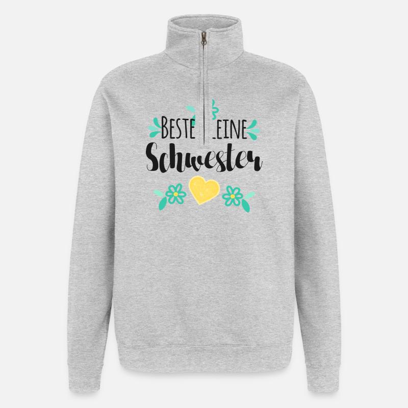 Beste Kleine Schwester - Quarter-Zip-Sweatshirt - Grau meliert