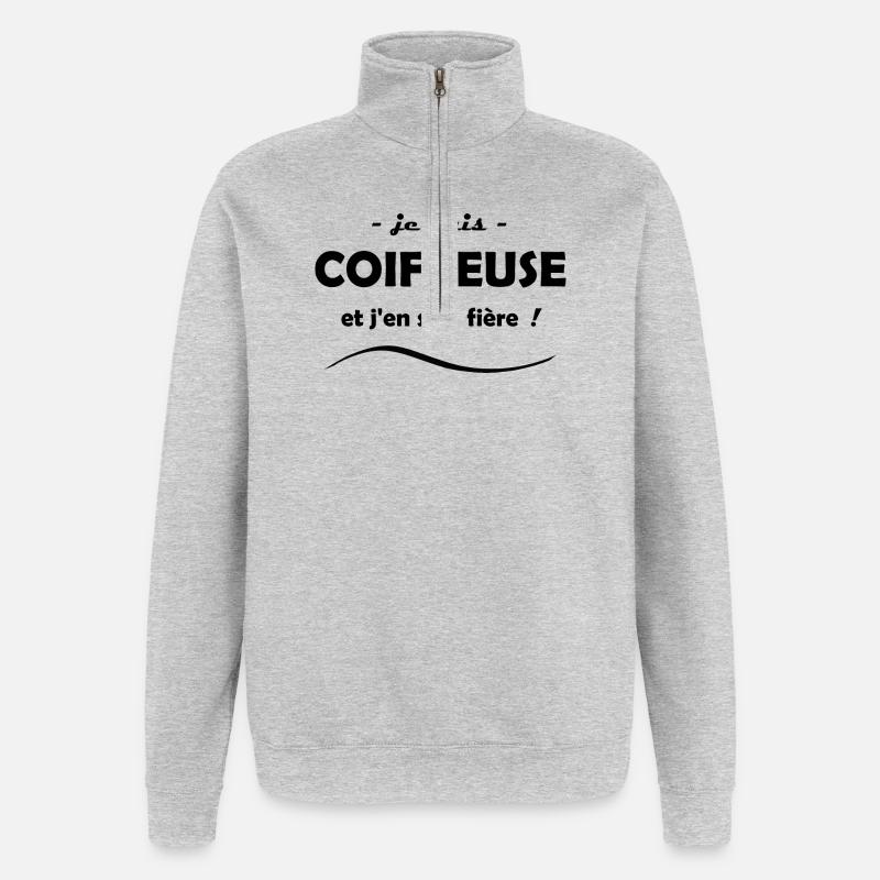 je suis coiffeuse - Sweat à zip 1/4 - gris chiné