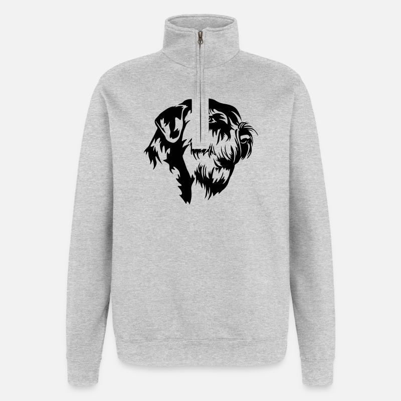 Tête de Schnauzer géant - Sweat à zip 1/4 - gris chiné