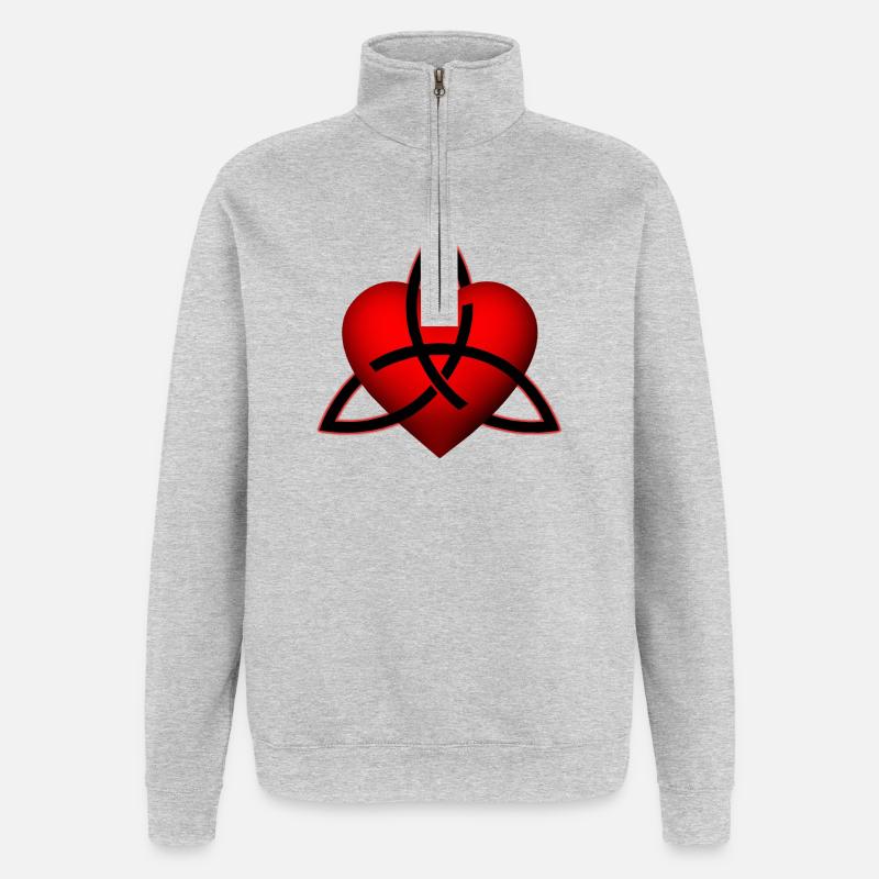 Celtic Heart Pattern - Quarter-Zip Sweatshirt - heather grey