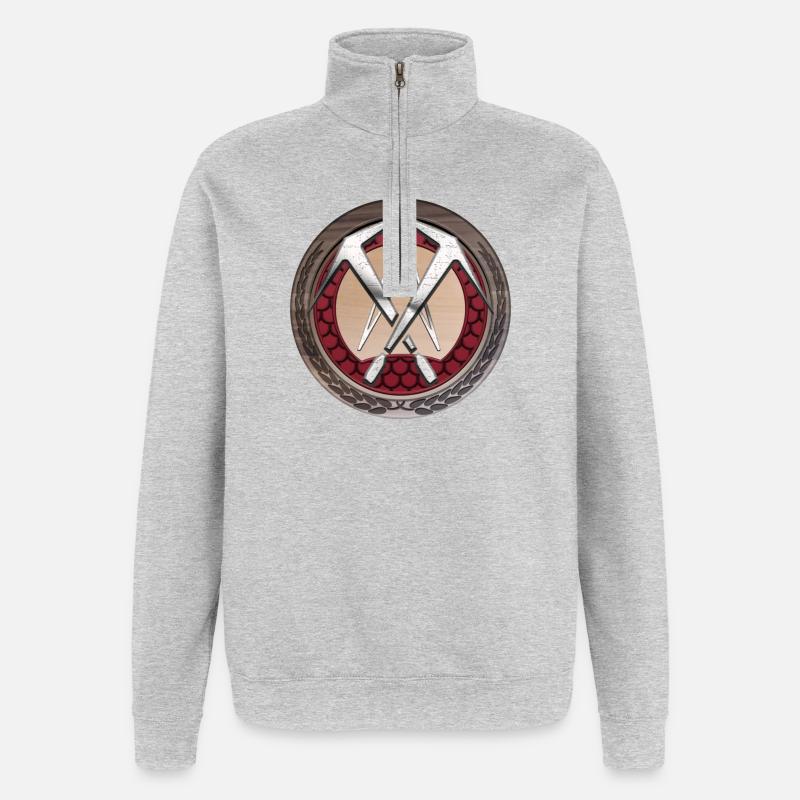 Handwerk Dachdecker Emblem - Quarter-Zip-Sweatshirt - Grau meliert