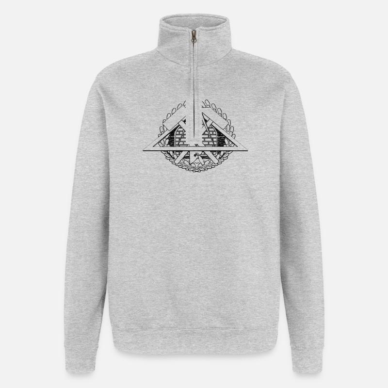 Pattern emblem symbol mason craft. - Quarter-Zip Sweatshirt - heather grey