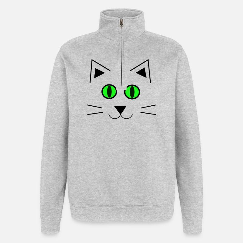 Chaton mignon - Sweat à zip 1/4 - gris chiné