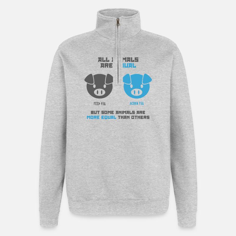 Futterschwein, Eichelschwein - Quarter-Zip-Sweatshirt - Grau meliert
