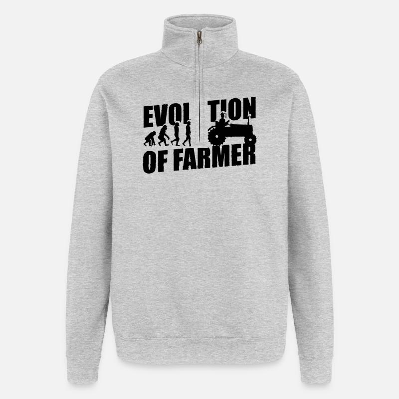Evolution des Landwirtes Farmer Traktor - Quarter-Zip-Sweatshirt - Grau meliert