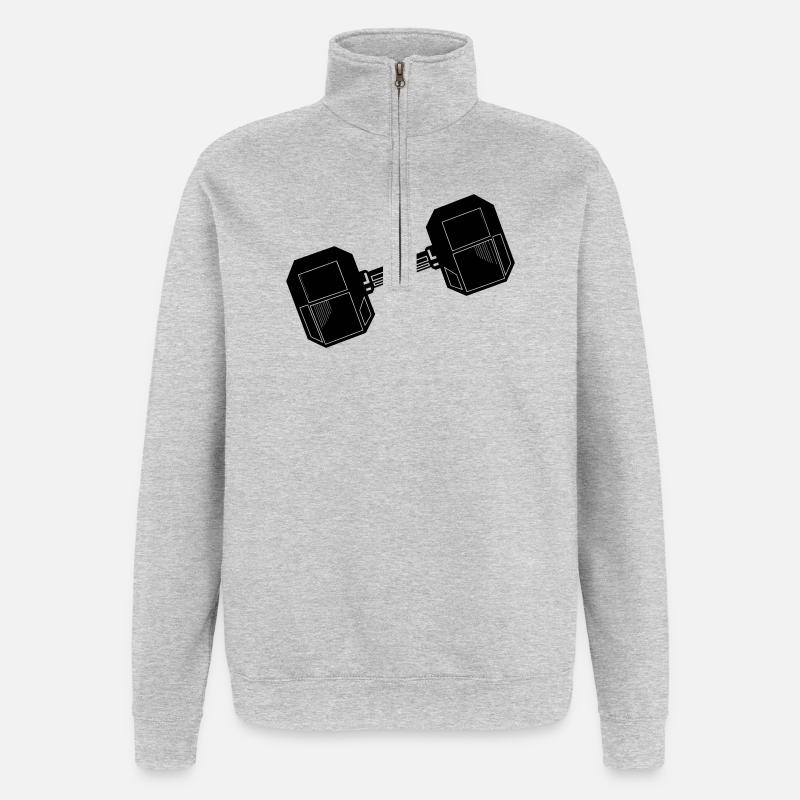Hantel-Gewichtshalter - Quarter-Zip-Sweatshirt - Grau meliert