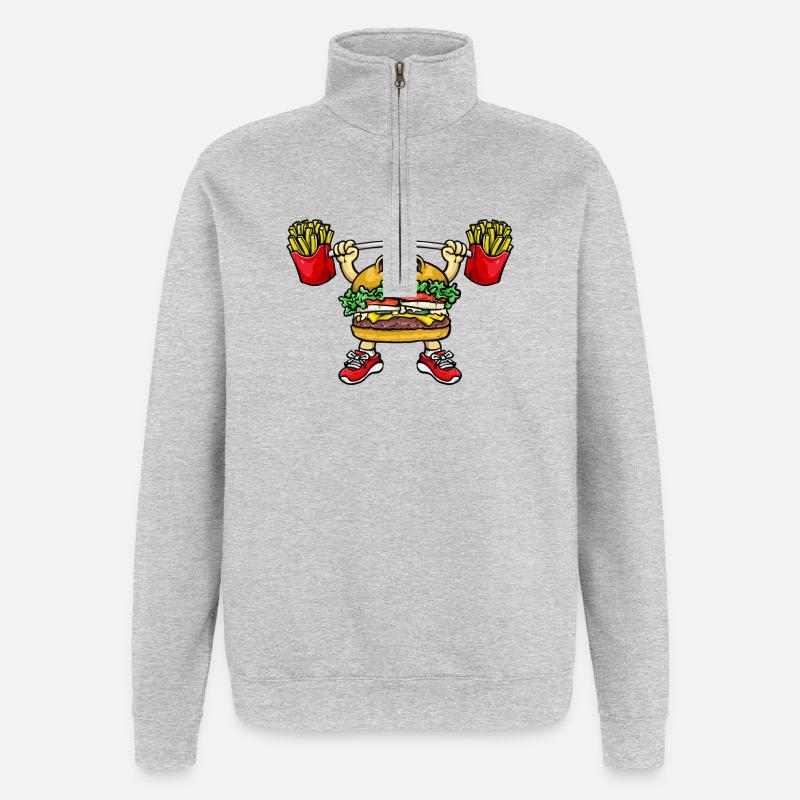 Hamburger Pommes - Quarter-Zip-Sweatshirt - Grau meliert