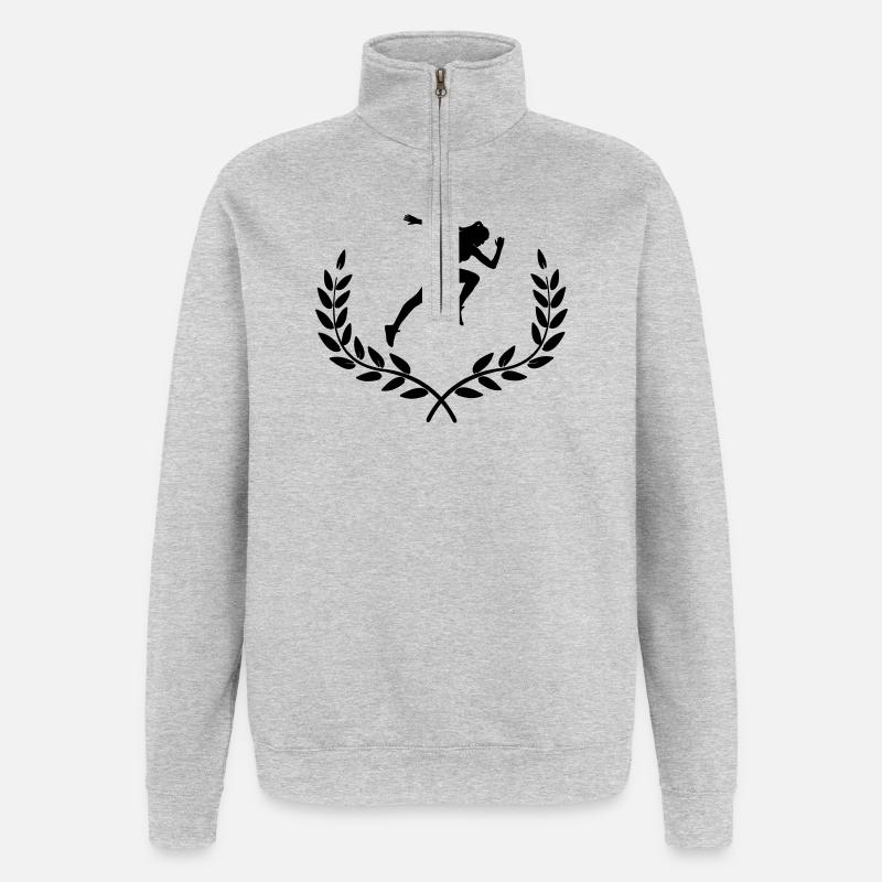 Sprinter in Lorbeerdekoration - Quarter-Zip-Sweatshirt - Grau meliert