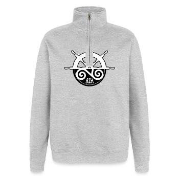 Bretagne bzh - Quarter-Zip-Sweatshirt - Grau meliert - Vorne - AI Model Female 172 light (172cm) & AI Model Male 178 dark (178cm)