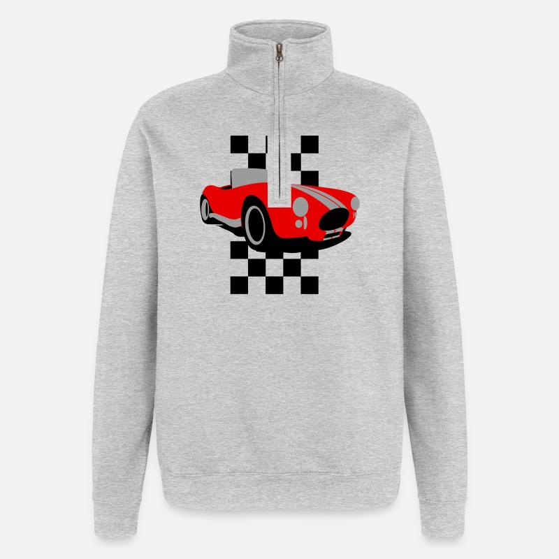 Roadster classique rouge Shelby Cobra - Sweat à zip 1/4 - gris chiné