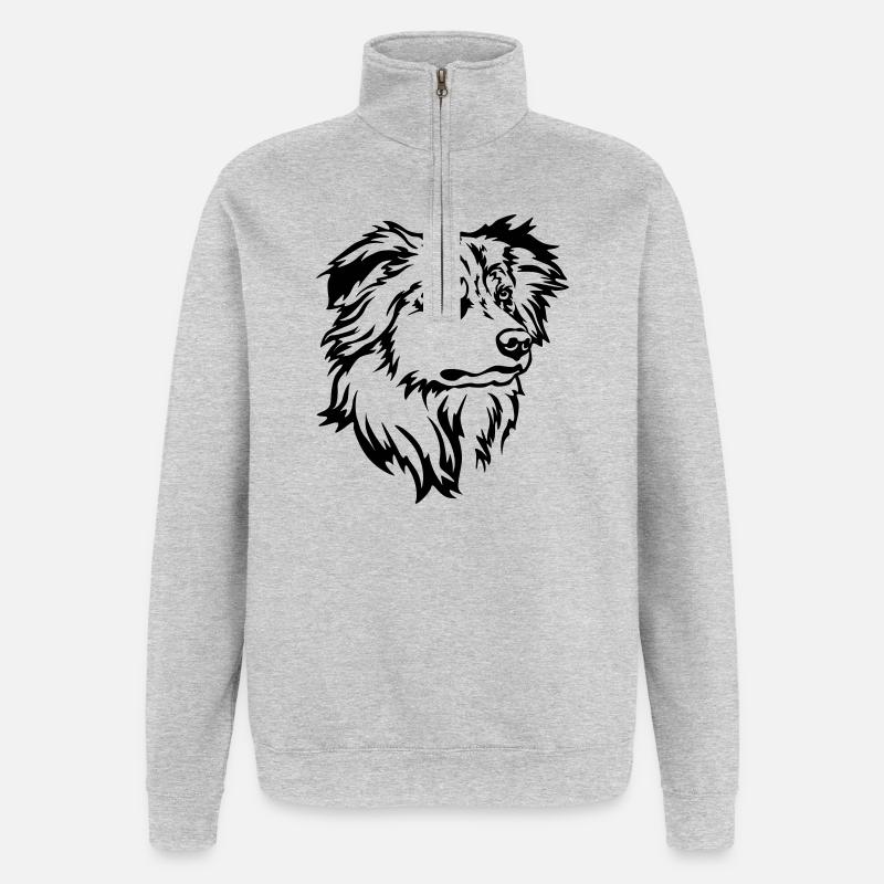 Australian Shepherd Head - Quarter-Zip Sweatshirt - heather grey
