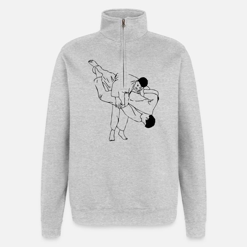 Judowurf Männer - Quarter-Zip-Sweatshirt - Grau meliert