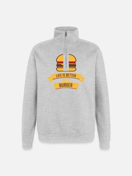 Life Is Better With Burger - Quarter-Zip Sweatshirt - heather grey